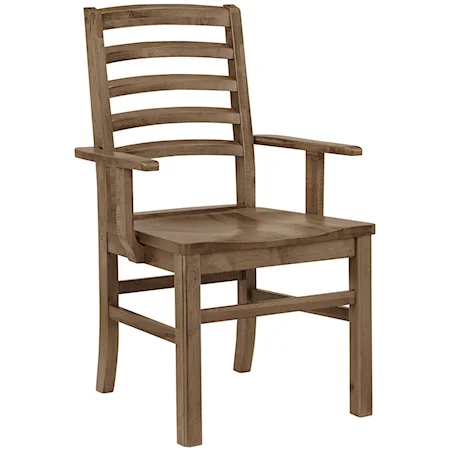 Casual Solid Wood Horizontal Slat Arm Chair